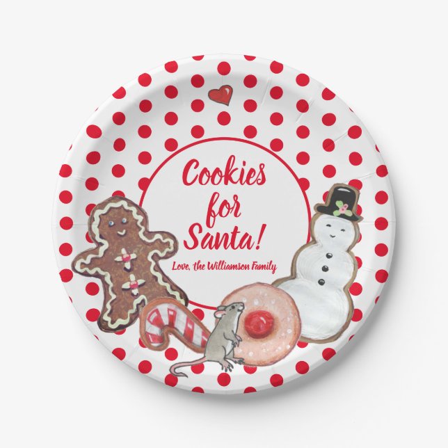 Cookie for Santa Christmas Mouse Red Dot Custom Paper Plates (Front)