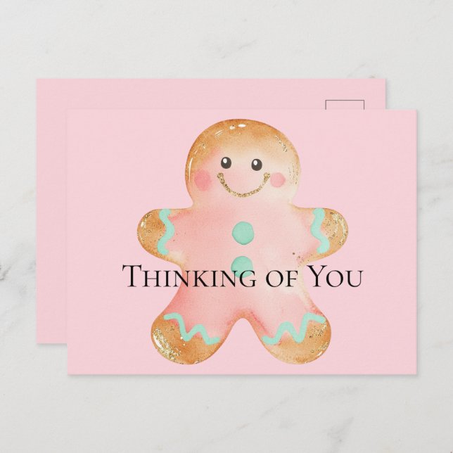 Cookie Gold Blush Pink Mint Thinking of You Postcard (Front/Back)