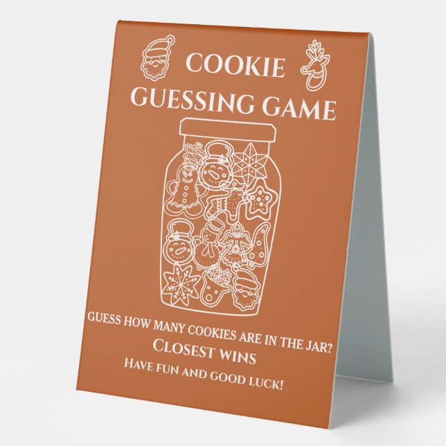 Cookie Guessing Game| Christmas Party Brown  Table Tent (Front)