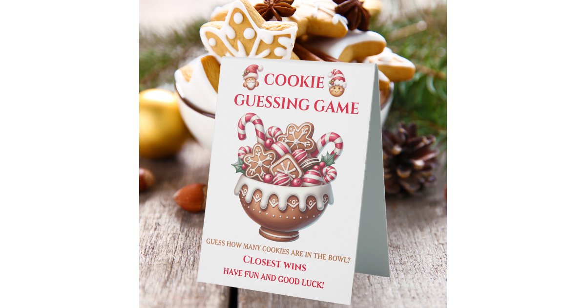 Cookie Guessing Game | Christmas Party Table Tent Sign | Zazzle
