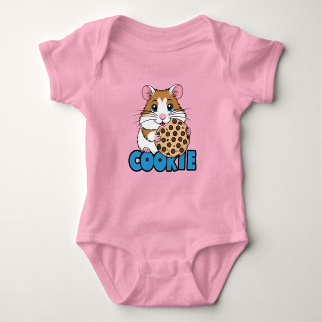 Cookie hamster baby bodysuit (Front)