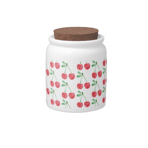 Cookie Jar Sweet Red Cherry Delicate Pattern