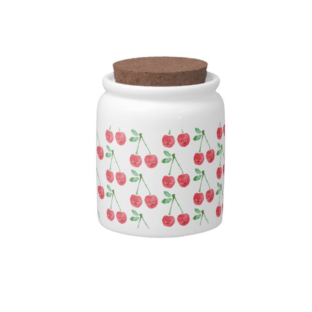 Cookie Jar Sweet Red Cherry Delicate Pattern (Front)