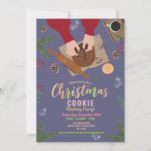 Cookie Making Festive Party Christmas Family Invitation