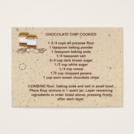 Customizable Cookie Mix In A Jar Recipe Tag Business Card Template