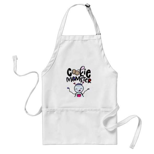 Cookie Momster, hand drawn Adult Apron (Front)