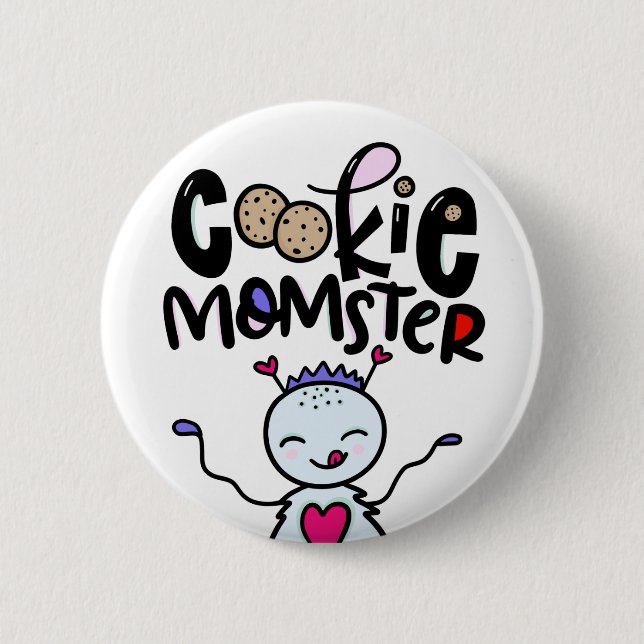 Cookie Momster, hand drawn Button (Front)