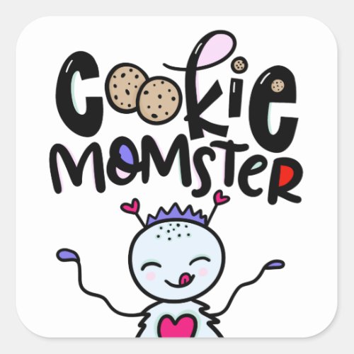 Cookie Momster hand drawn Square Sticker