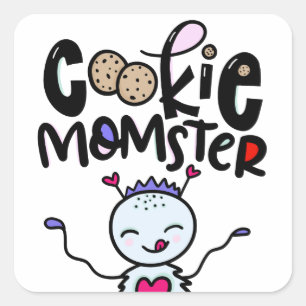 Cookie Momster, hand drawn Square Sticker