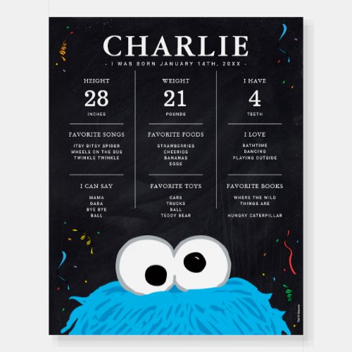 Cookie Monster  1st Birthday Milestone Foam Board