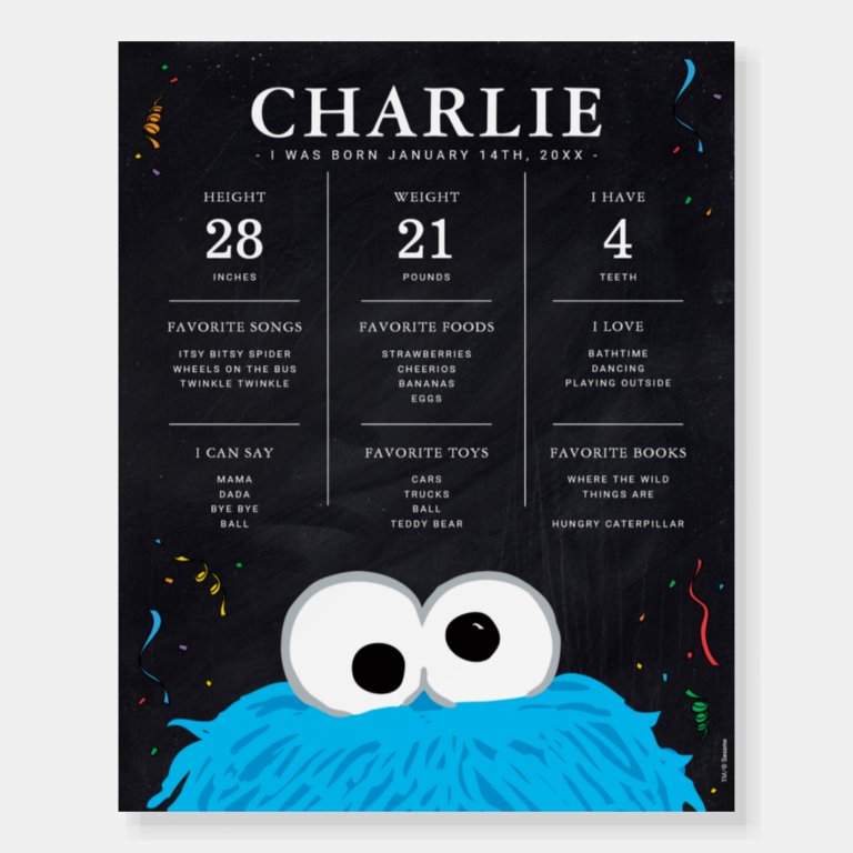 Cookie Monster | 1st Birthday Milestone Foam Board