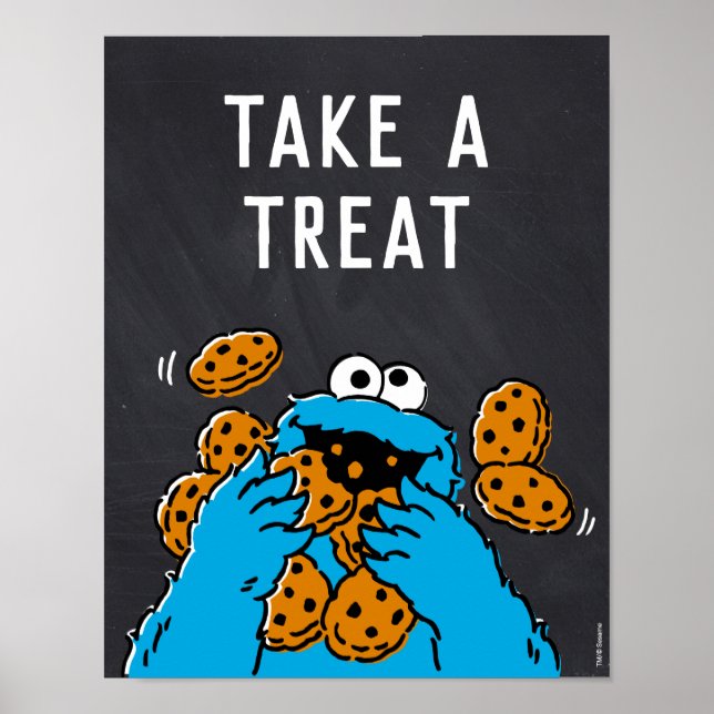 Cookie Monster 1st Birthday Take A Treat Poster (Front)