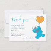 Cookie Monster 1st Birthday Thank You Invitation (Front)
