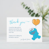 Cookie Monster 1st Birthday Thank You Invitation (Standing Front)