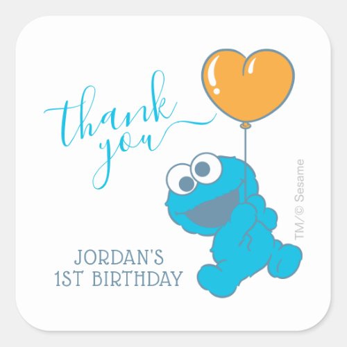 Cookie Monster 1st Birthday Thank You Square Sticker