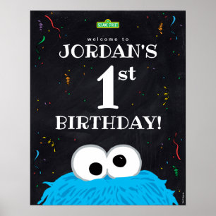 Cookie Monster   1st Birthday Welcome Poster
