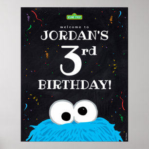 Cookie Monster   3rd Birthday Welcome Poster