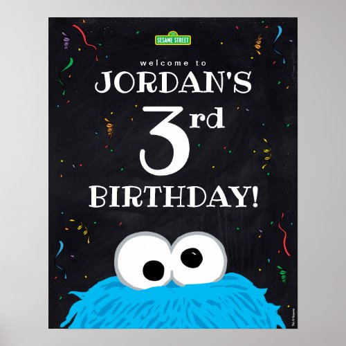 Cookie Monster  3rd Birthday Welcome Poster