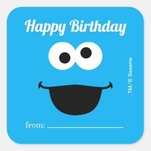 Cookie Monster  A Gift From _ Birthday  Square Sticker