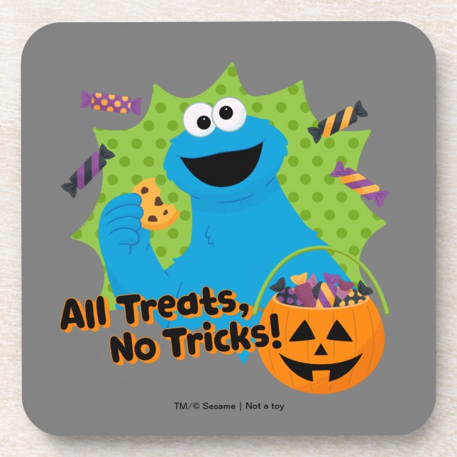 Cookie Monster | All Treats, No Tricks! Beverage Coaster (Front)