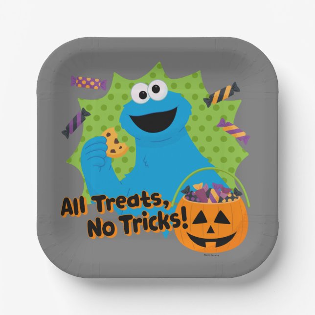 Cookie Monster | All Treats, No Tricks! Paper Plates (Front)