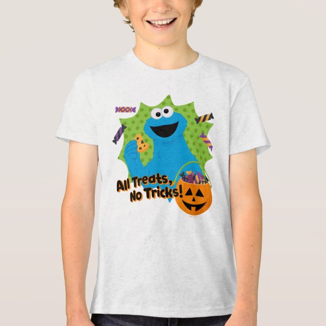 Cookie Monster | All Treats, No Tricks! Tri-Blend Shirt (Front)