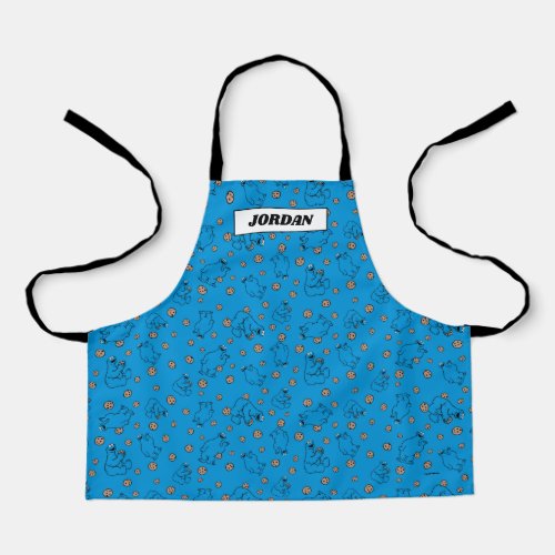 Cookie Monster and Cookies Blue Pattern Apron