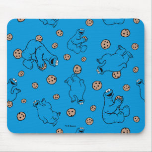 Cookie Monster and Cookies Blue Pattern Mouse Pad