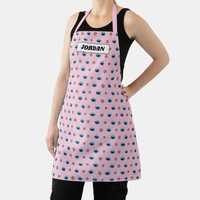 Cookie Monster and Cookies Pink Pattern Apron (Insitu)
