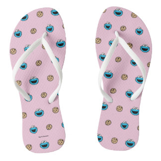 Cookie Monster and Cookies Pink Pattern Flip Flops
