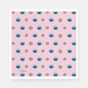 Cookie Monster and Cookies Pink Pattern Napkins