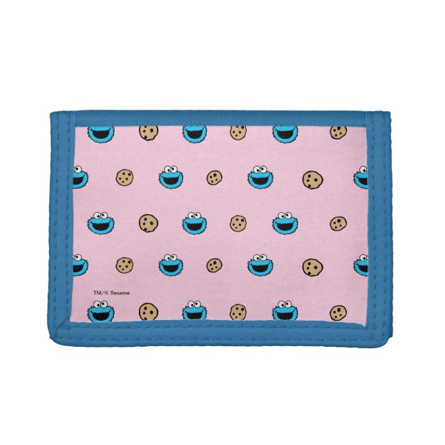 Cookie Monster and Cookies Pink Pattern Tri-fold Wallet (Front)