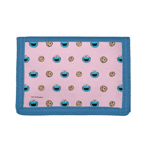 Cookie Monster and Cookies Pink Pattern Trifold Wallet