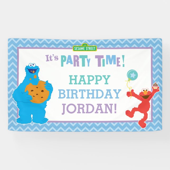 Cookie Monster and Elmo Birthday Banner (Horizontal)