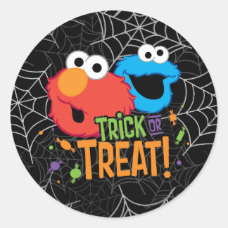 Cookie Monster and Elmo - Trick or Treat Classic Round Sticker