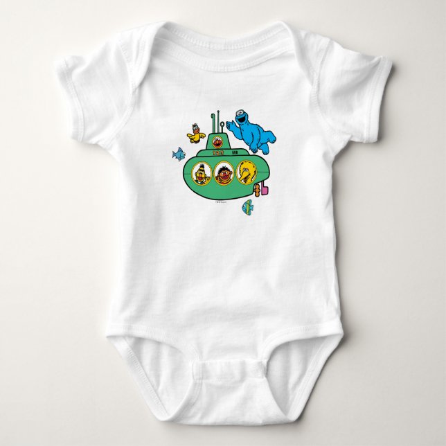 Cookie Monster and Sesame Pals Submarine Baby Bodysuit (Front)