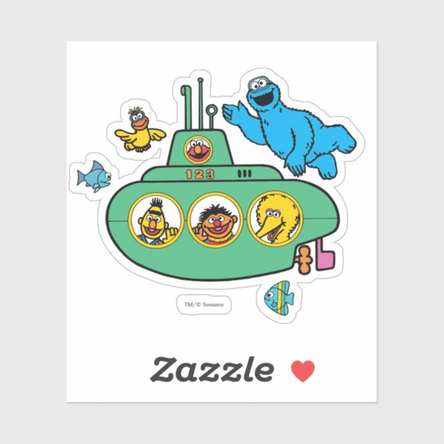 Cookie Monster and Sesame Pals Submarine Sticker (Sheet)