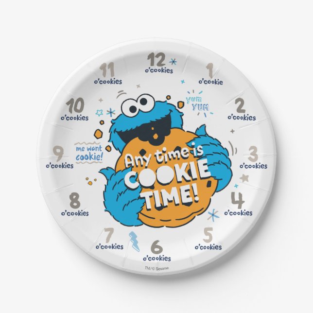 Cookie Monster | Any Time is Cookie Time Paper Plates (Front)