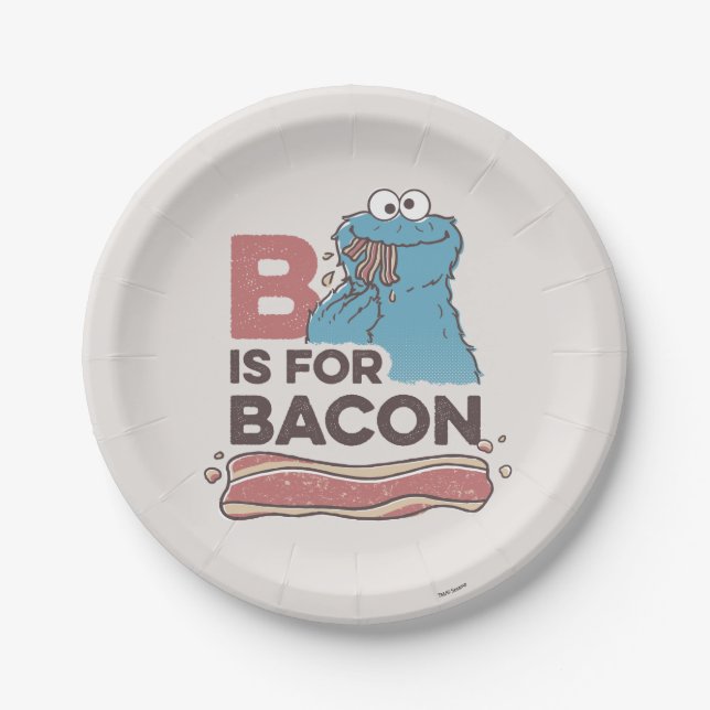 Cookie Monster | B is for Bacon Paper Plates (Front)