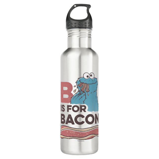 Cookie Monster | B is for Bacon Stainless Steel Water Bottle (Front)