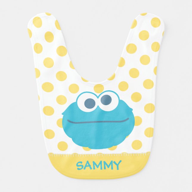 Cookie Monster Baby Big Face | Add Your Name Bib (Front)