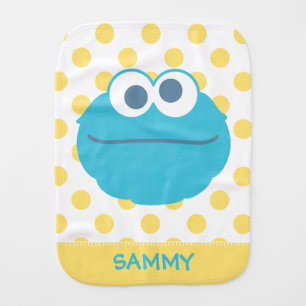 Cookie Monster Baby Big Face   Add Your Name Burp Cloth