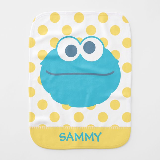 Cookie Monster Baby Big Face | Add Your Name Burp Cloth (Front)