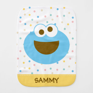 Cookie Monster Baby Big Face   Add Your Name Burp Cloth