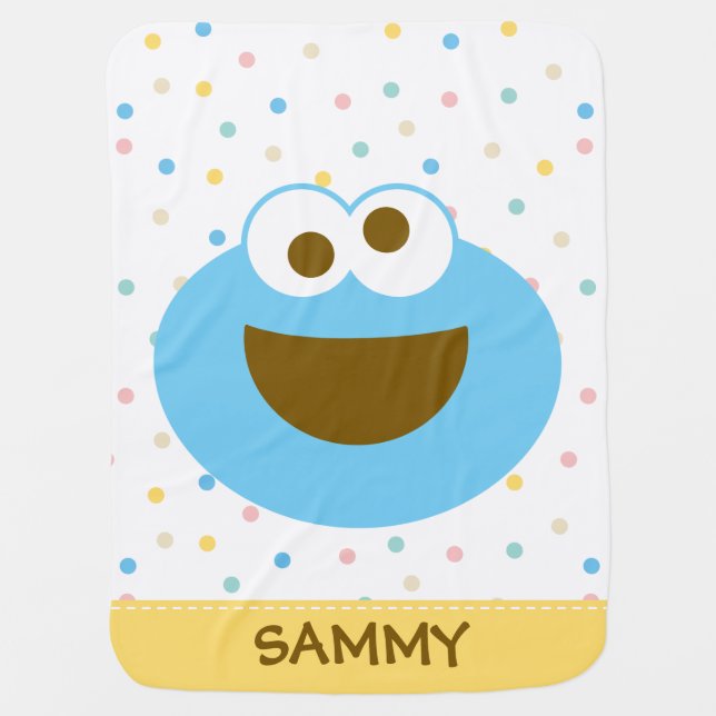 Cookie Monster Baby Big Face | Add Your Name Swaddle Blanket (Front)