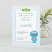 Cookie Monster Baby Birthday Invitation (Standing Front)