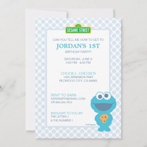 Cookie Monster Baby Birthday Invitation