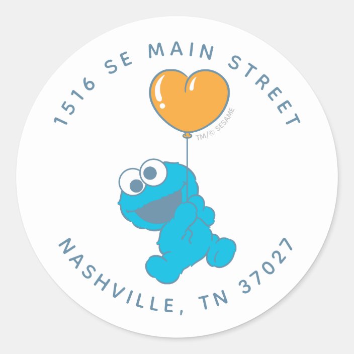 Cookie Monster Baby Shower Address Classic Round Sticker | Zazzle.com