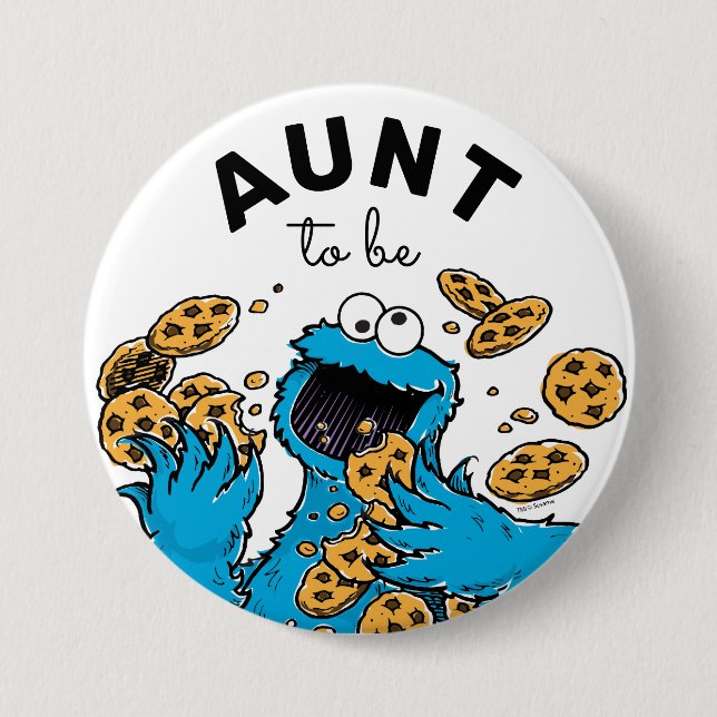 Cookie Monster Baby Shower Aunt To Be Button (Front)