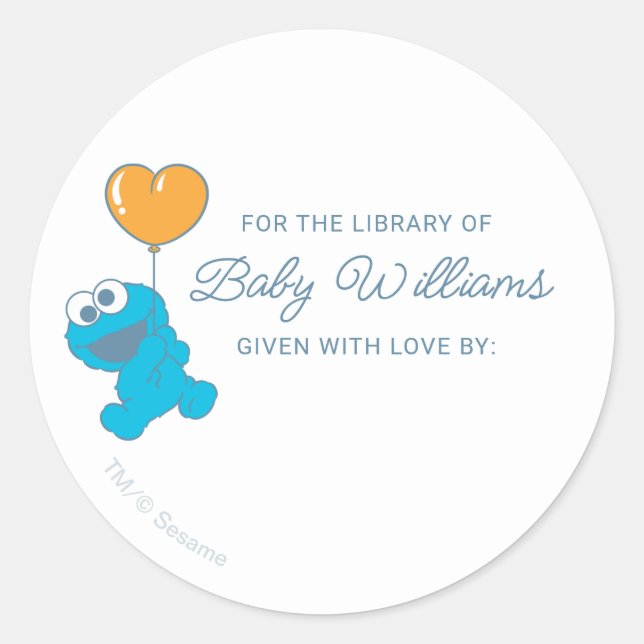 Cookie Monster Baby Shower Bookplate (Front)